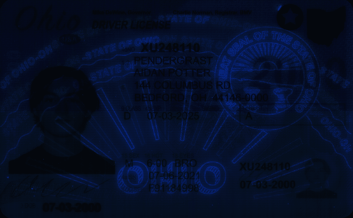 ultraviolet light id authentication / fake id detection